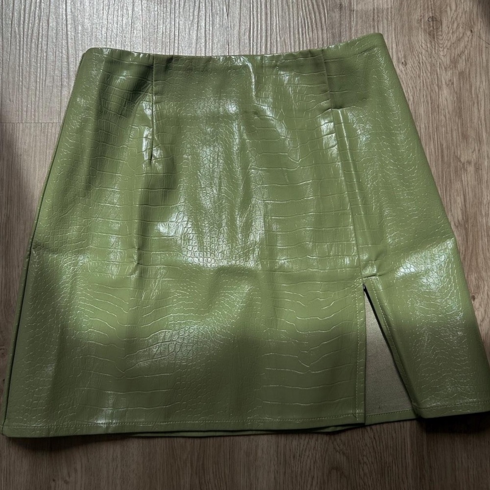 Princess Polly Olive Faux Leather Mini Skirt